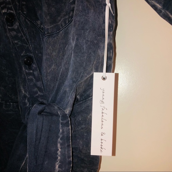 Young Fabulous & Broke Blue Tencel Shirt Dress Long Sleeve Size M - Picture 9 of 14